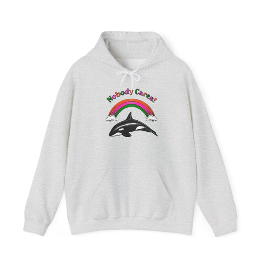 No Body Cares Whale Graphic Hoodie Unisex Heavy Blend™ Hooded Sweatshirt