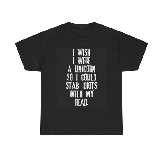 Wish I Was A Unicorn Graphic T Shirt Funny Gift Joke Unisex Heavy Cotton Tee