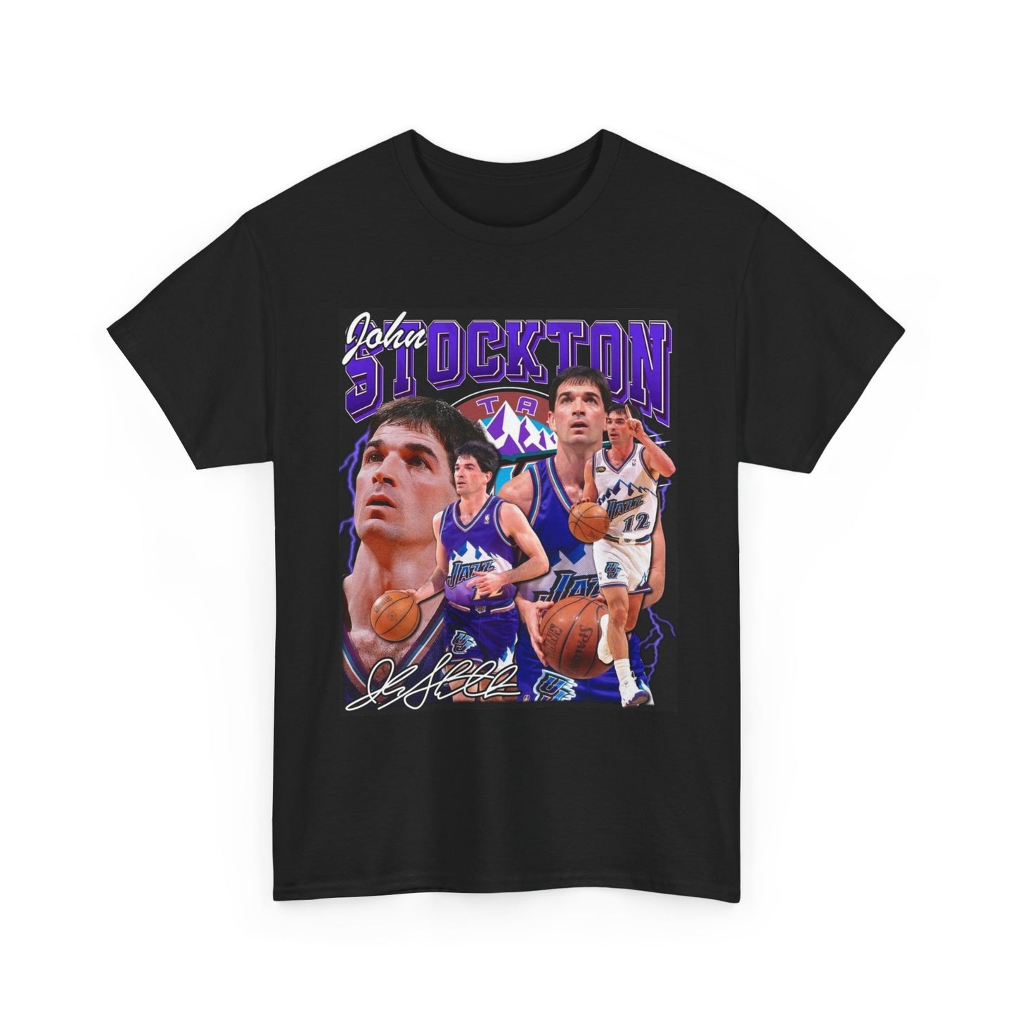 John Stockton Graphic T Shirt Vintage Basketball Retro Unisex Heavy Cotton Tee