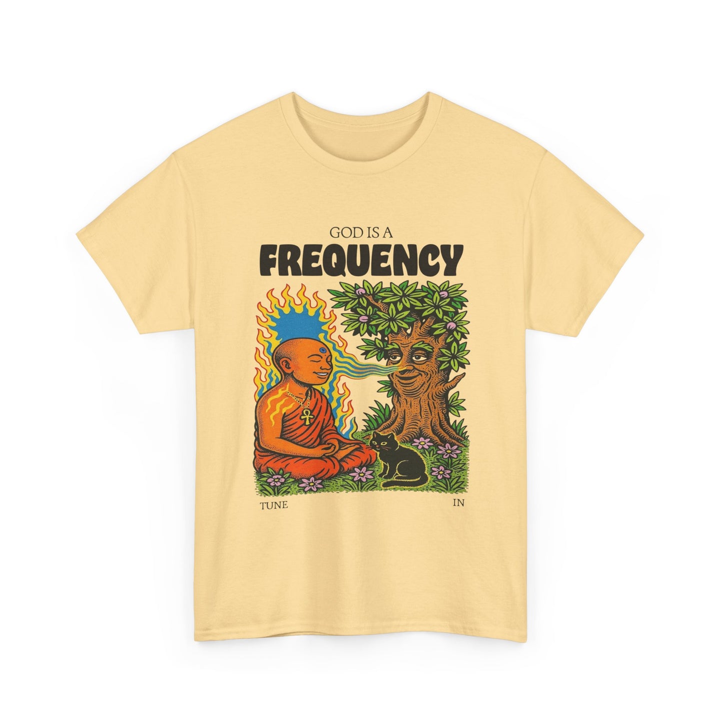 God Is A Frequency Graphic T-Shirt Unisex Heavy Cotton Tee Gift