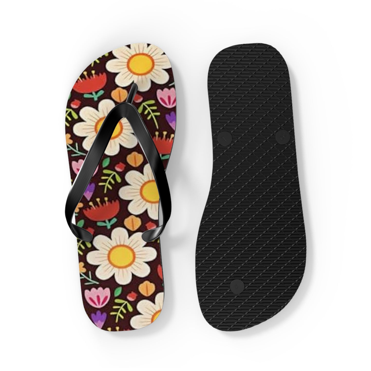 Waves And Sun Sandals Flower Bouquet Summer Flip Flops Slides BRAND NEW