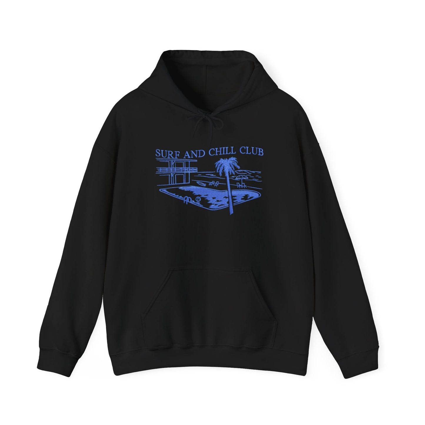 Surf And Chill Club Graphic Hoodie Heavy Blend Sweatshirt NEW