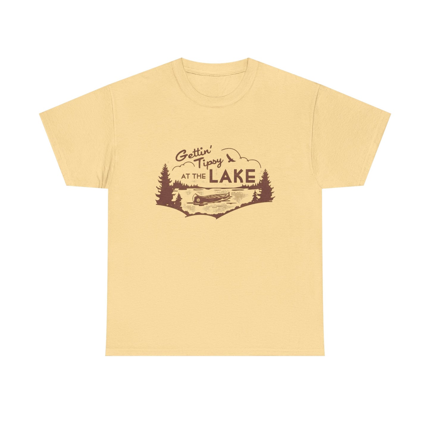 Getting Tipsy At The Lake Retro Graphic T Shirt NEW ADULT TEE Cotton