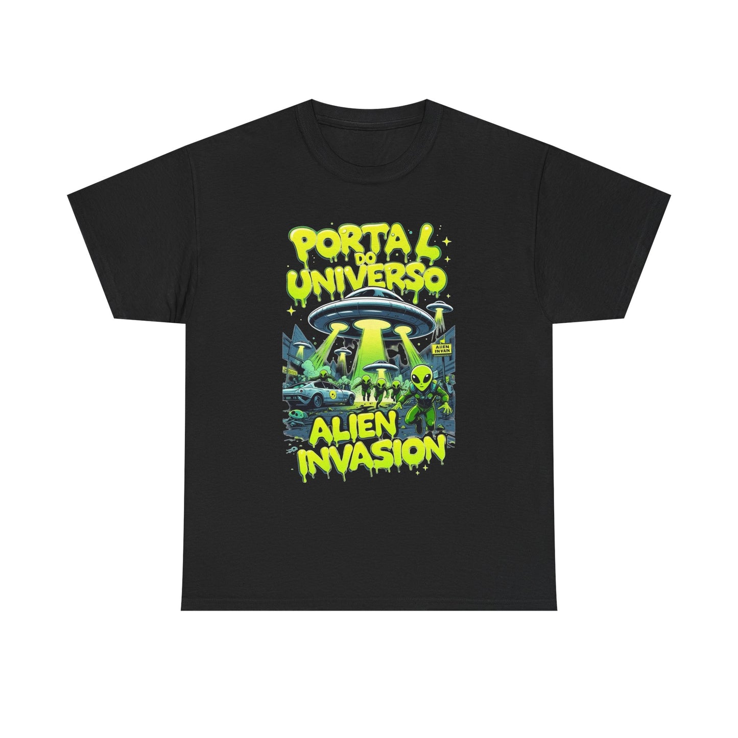 Alien Invasion Graphic T Shirt NEW Vintage Unisex Heavy Cotton Tee