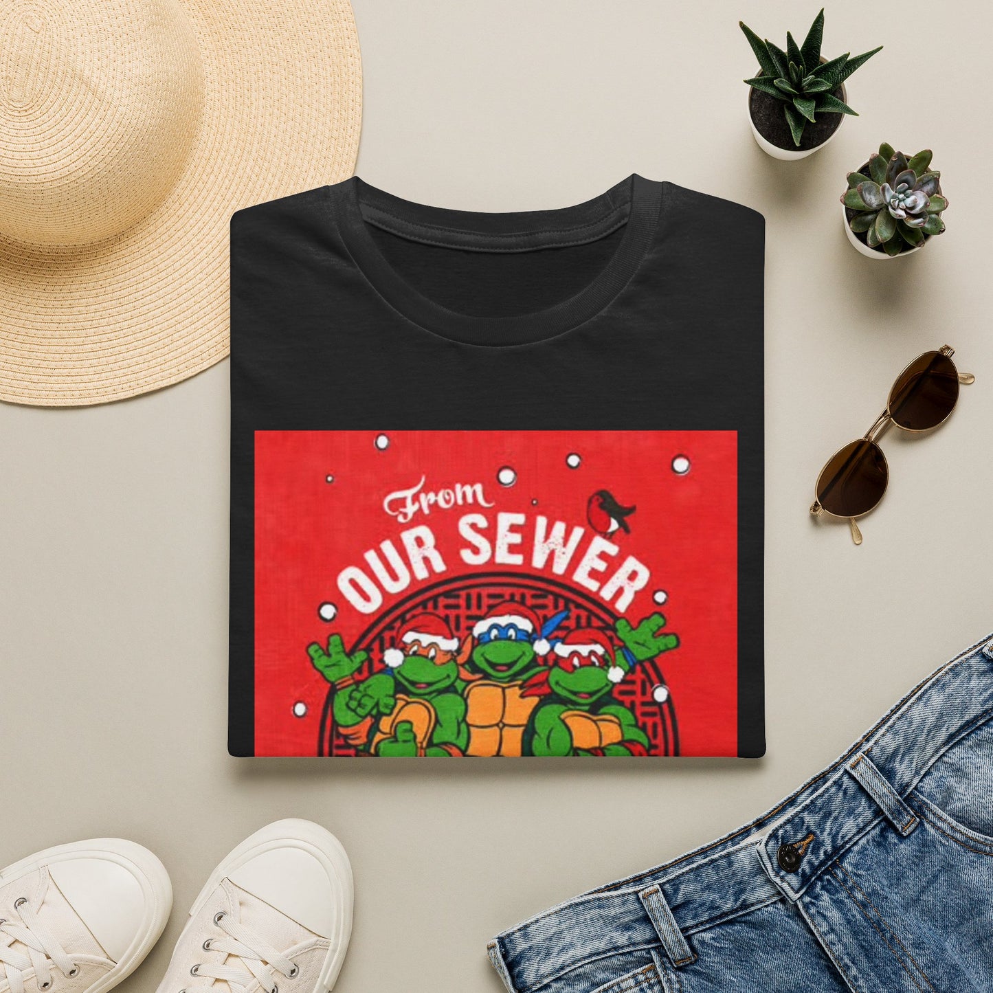 Christmas Turtles Graphic T Shirt Funny Retro Holidays Unisex Softstyle T-Shirt