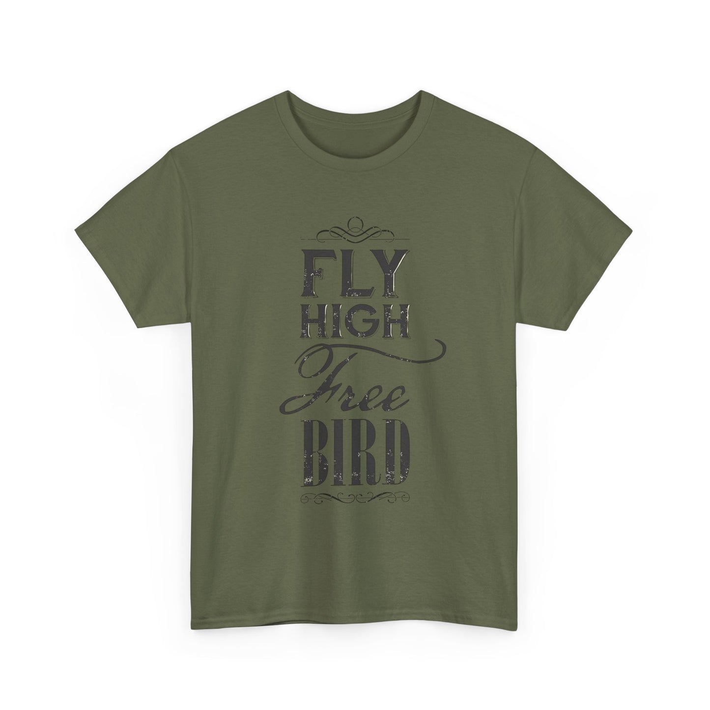 Lynard Skynard Tshirt Free Bird Vintage Military green retro Unisex Heavy Cotton