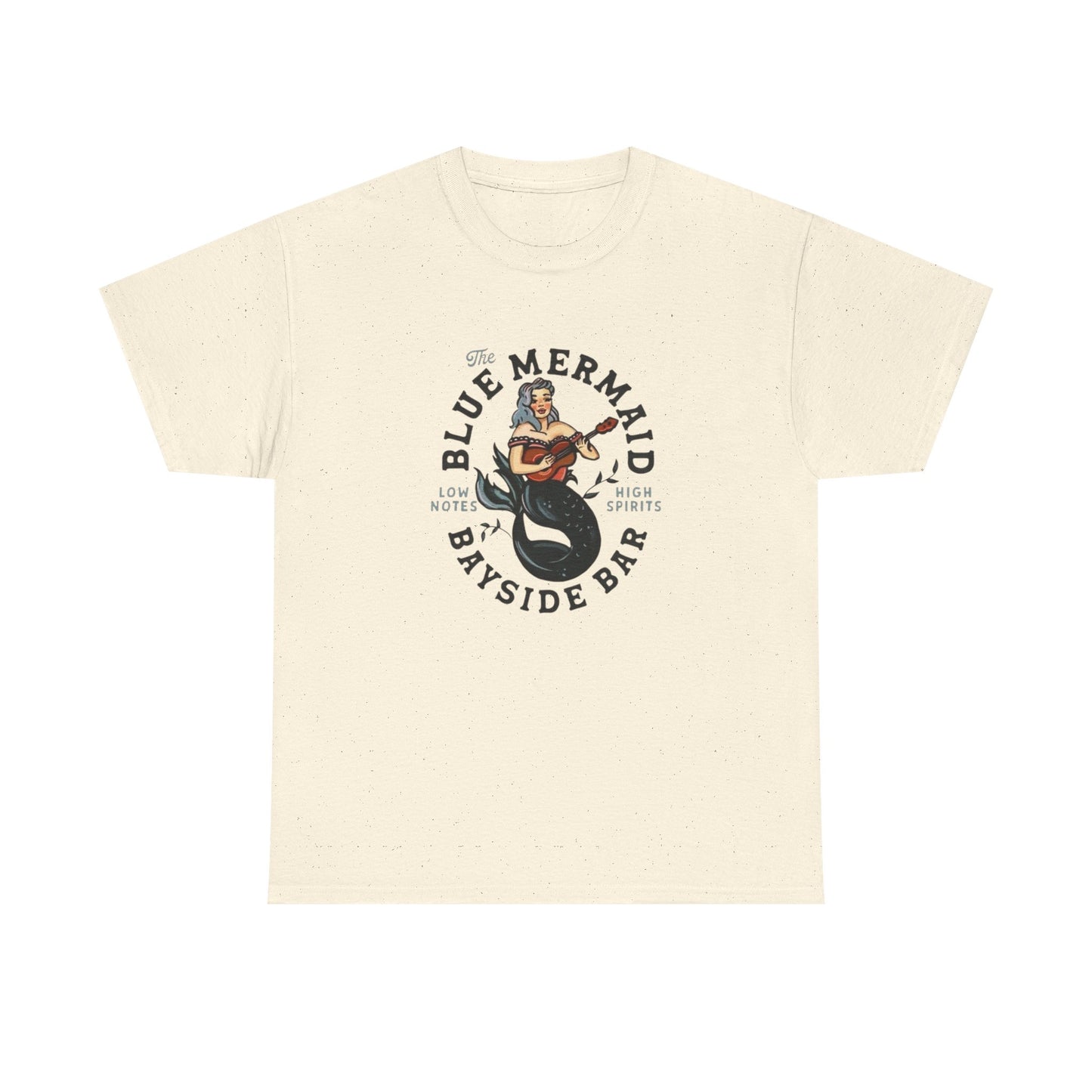 Blue Mermaid Bayside Bar Retro Graphic T Shirt Unisex Heavy Cotton Tee
