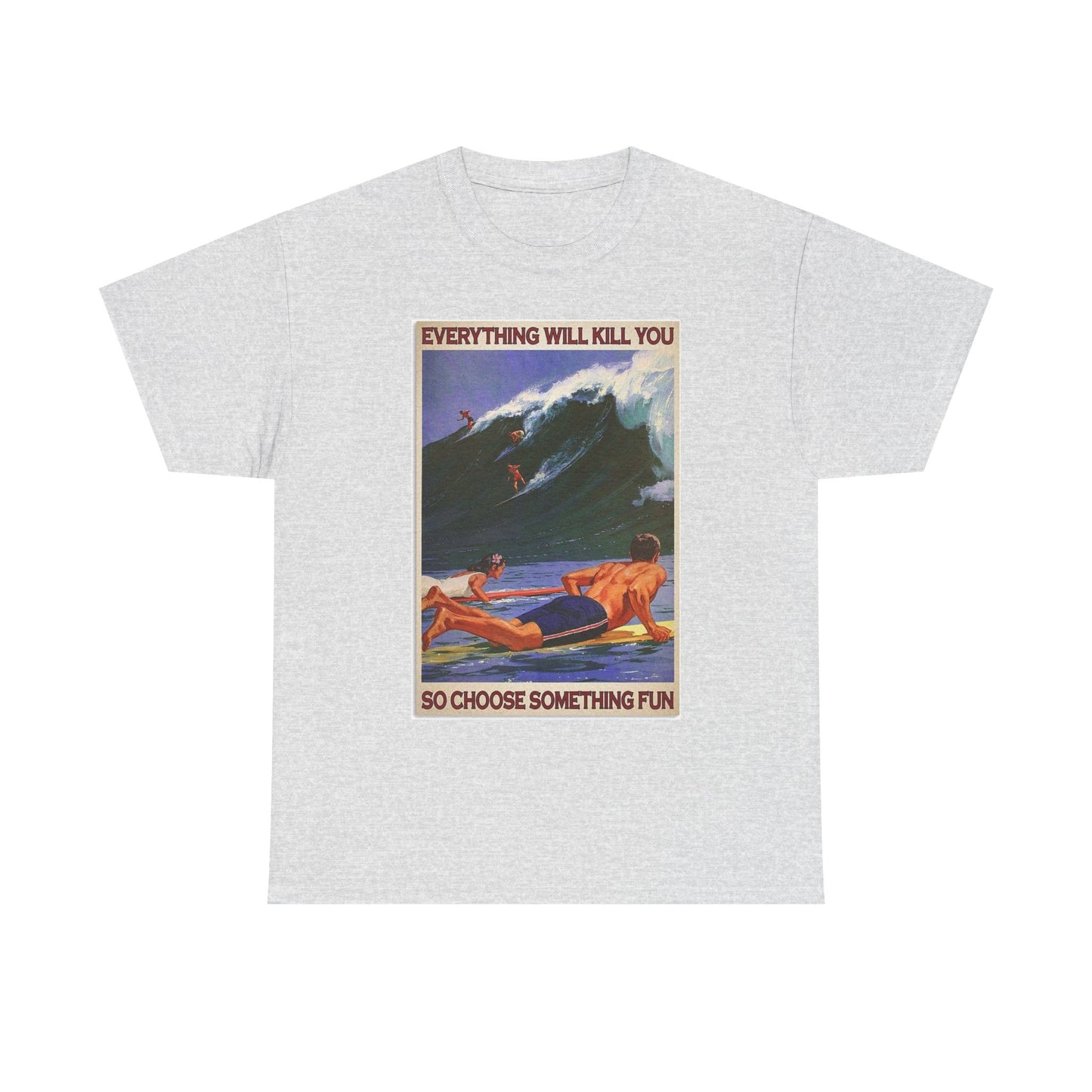 Vintage Surfing Graphic T Shirt Retro Hawaii Unisex Heavy Cotton Tee