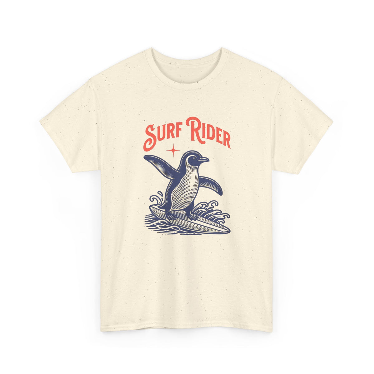 Surf Rider Penguin Graphic T Shirt Men's Heavy Cotton Tee