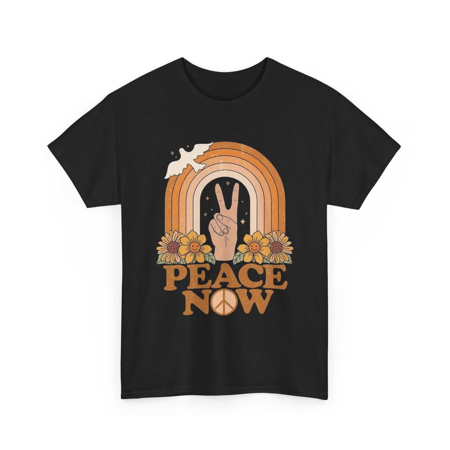 Peace Now Hippie Vibes Graphic T Shirt Unisex Heavy Cotton Tee