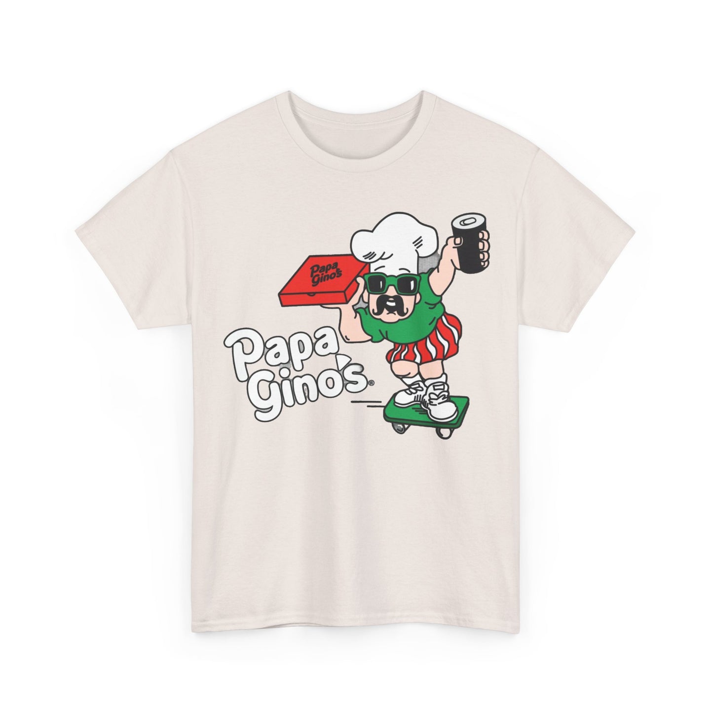 Papa Ginos Shirt Retro Logo Boston New England Pizza Unisex Heavy Cotton Tee