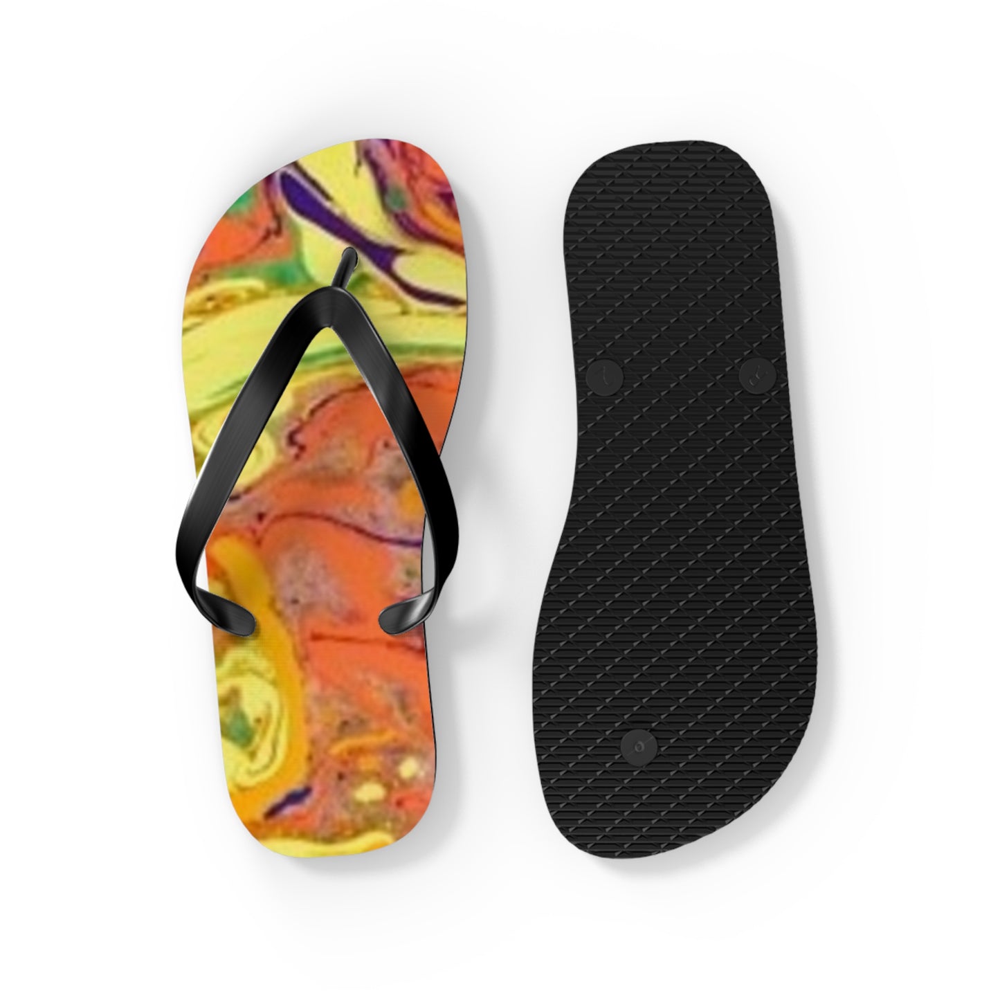 Orange And Yellow Flip Flops, Sandals Slides, Summer Footwear, Brand New