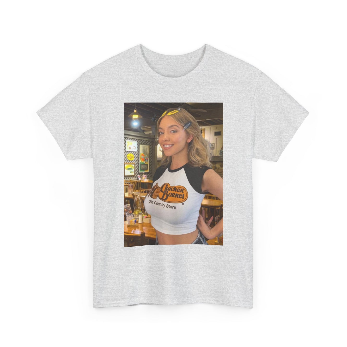 Sydney Sweeney Graphic T Shirt Cracker Barrel Funny Gift Unisex Heavy Cotton Tee