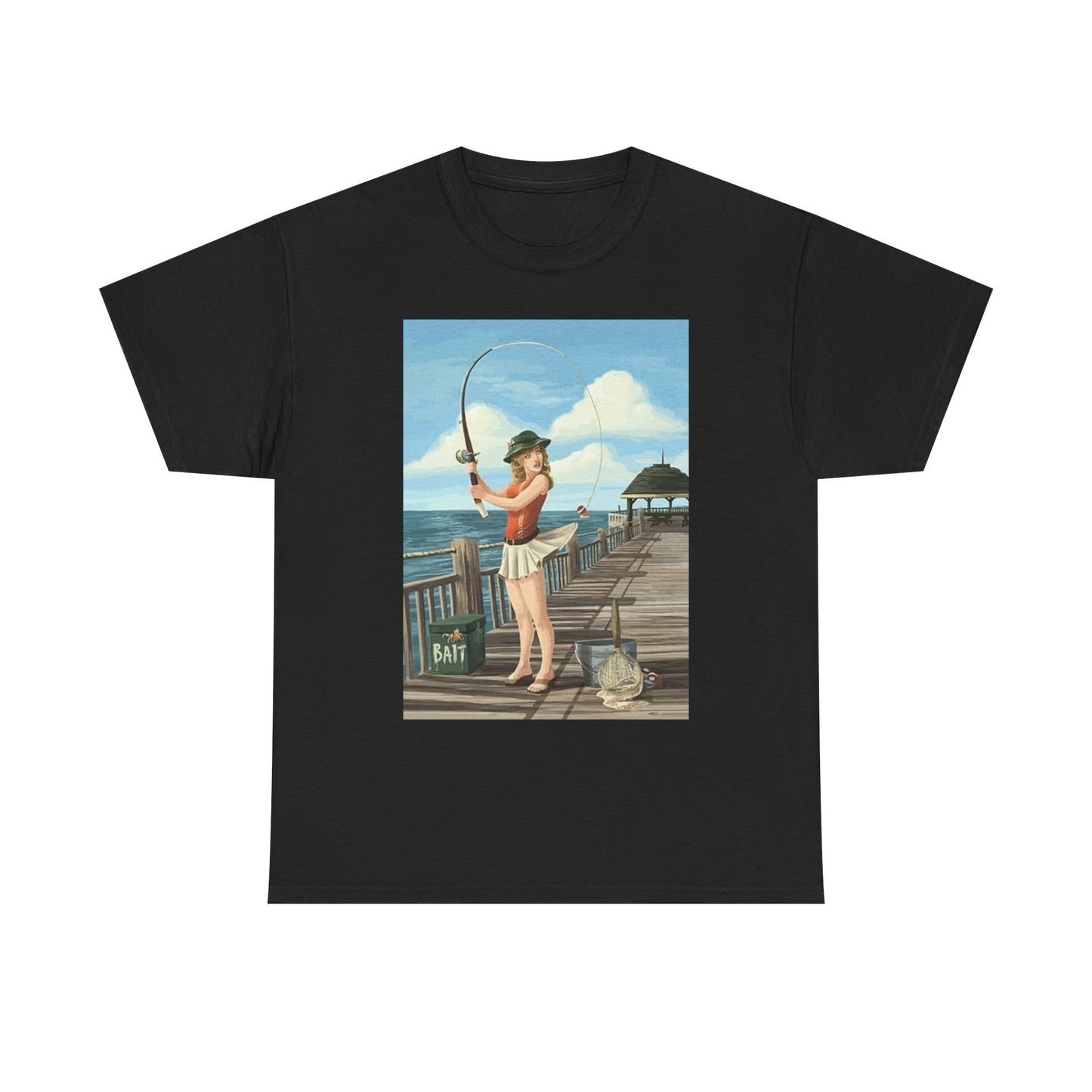 Fishing Graphic T Shirt Funny Women Fishing Unisex Heavy Cotton Tee
