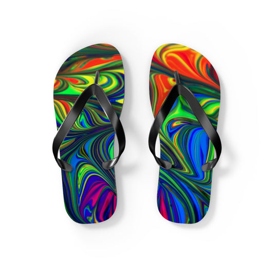 Marble Rainbow Design Flip Flops, Sandals Slides, Summer Footwear, Brand New
