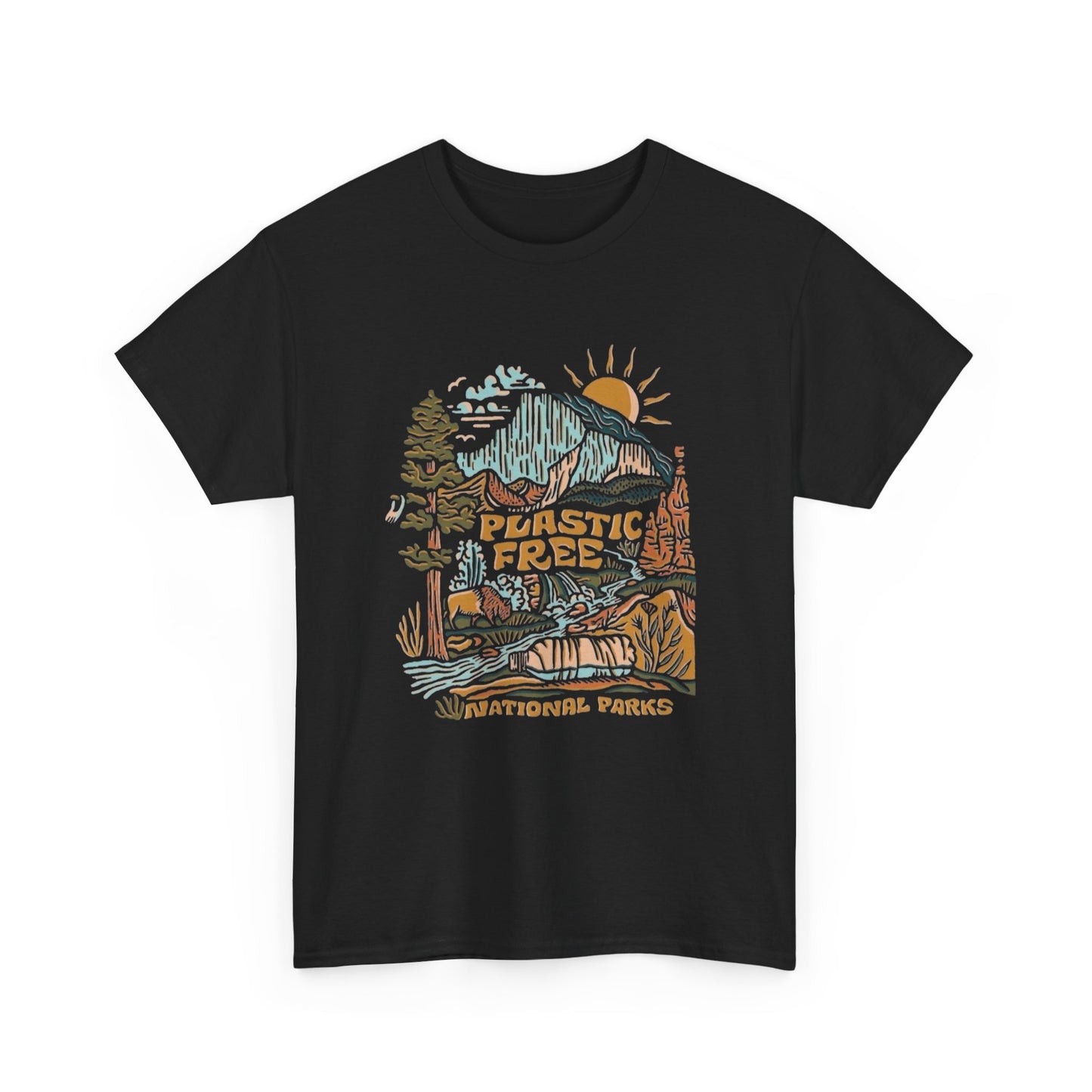 Plastic Free National Parks Graphic T Shirt Unisex Heavy Cotton Tee