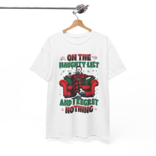 On The Naughty List Funny Christmas Graphic T Shirt NEW ADULT Tee