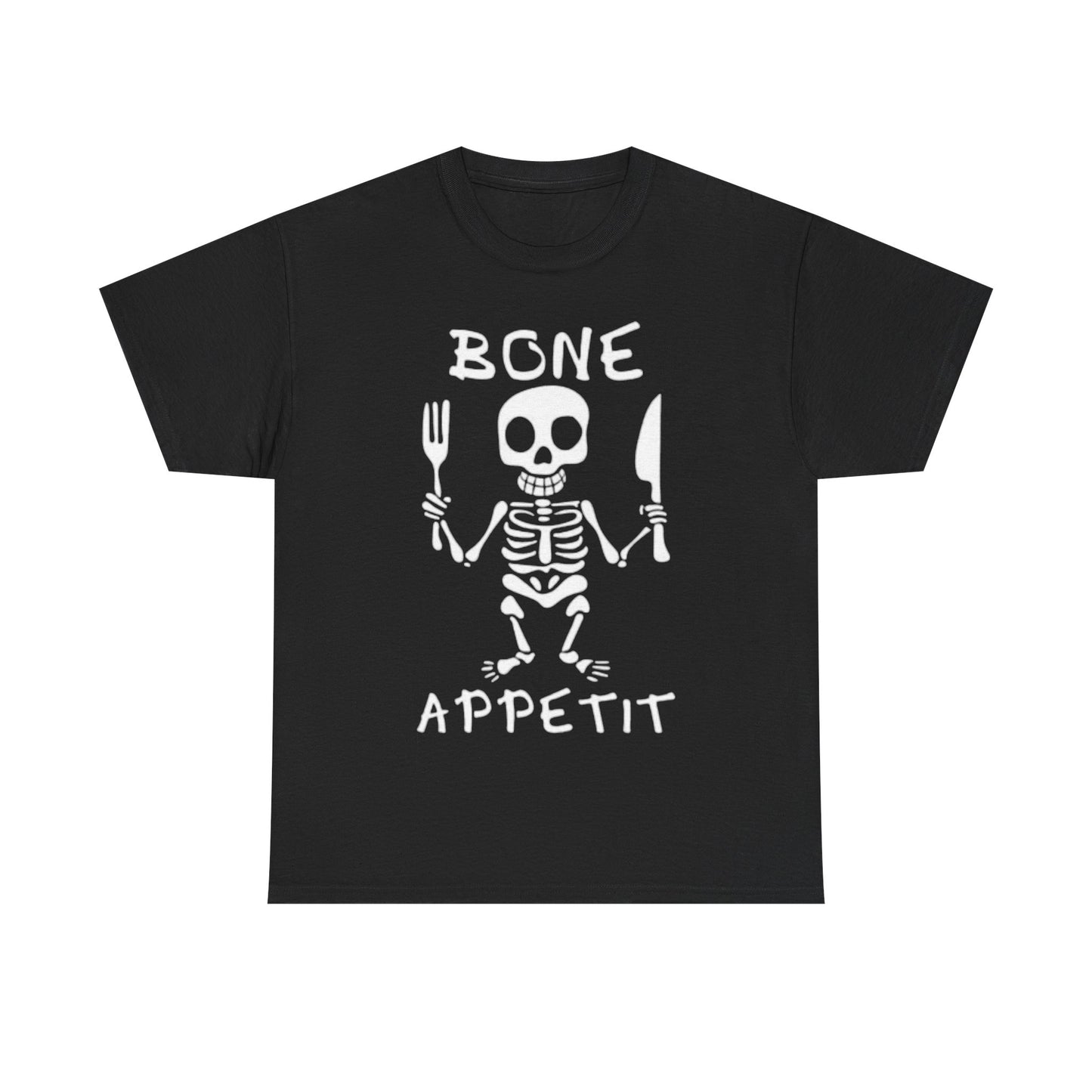 Bone Appetit Shirt Funny Comedy Jokes Skeleton Chef Sous Unisex Heavy Cotton Tee