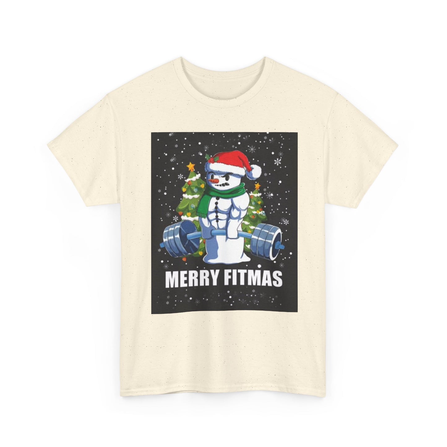 Merry Fitmas Shirt Funny Gym Snowman Christmas Gym Unisex Heavy Cotton Tee