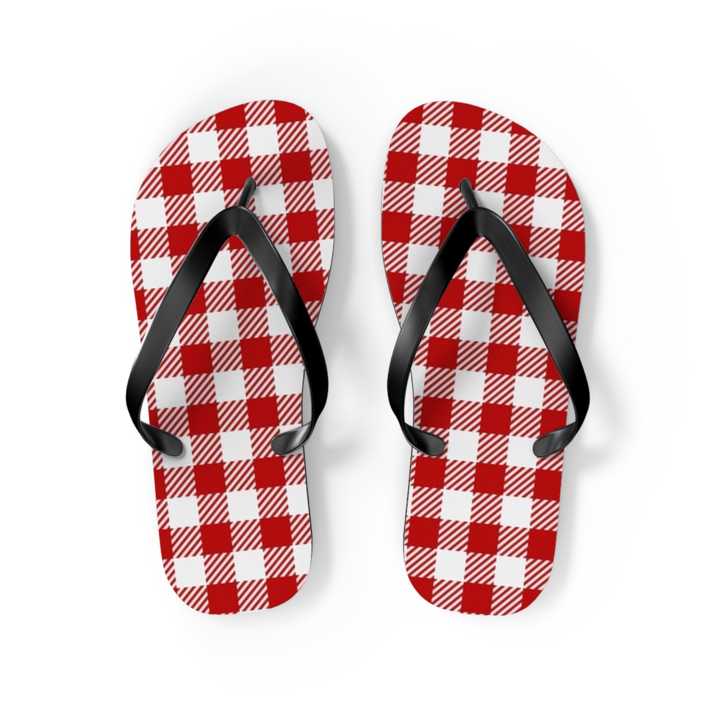 Red And White Checkered Sandals, Beach Shoes, Vacation Flip Flops, Pool Slides