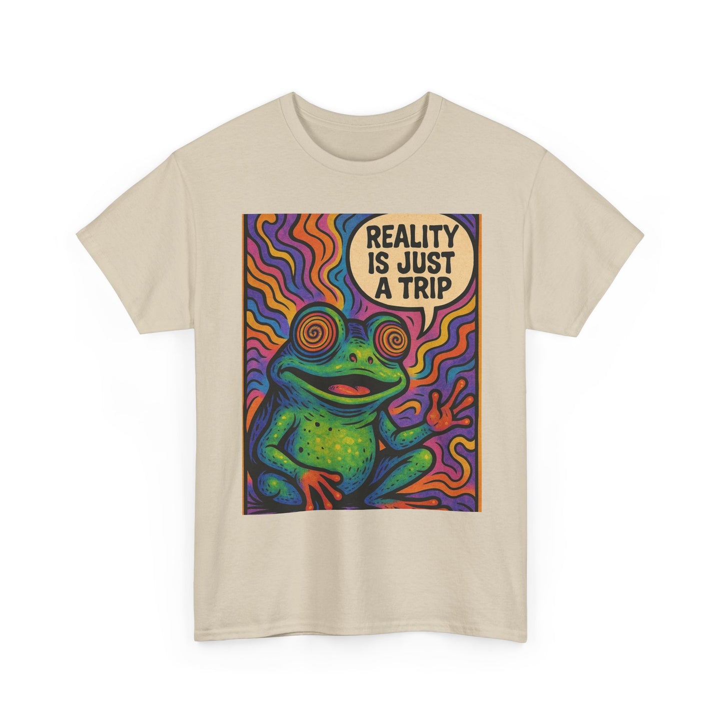 Reality Is Just A Trip Graphic T Shirt Toad Mushrooms Unisex Heavy Cotton Tee