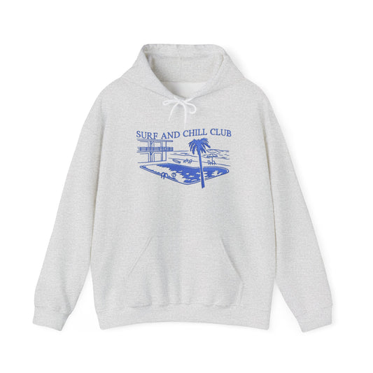 Surf And Chill Club Graphic Hoodie Heavy Blend Sweatshirt NEW