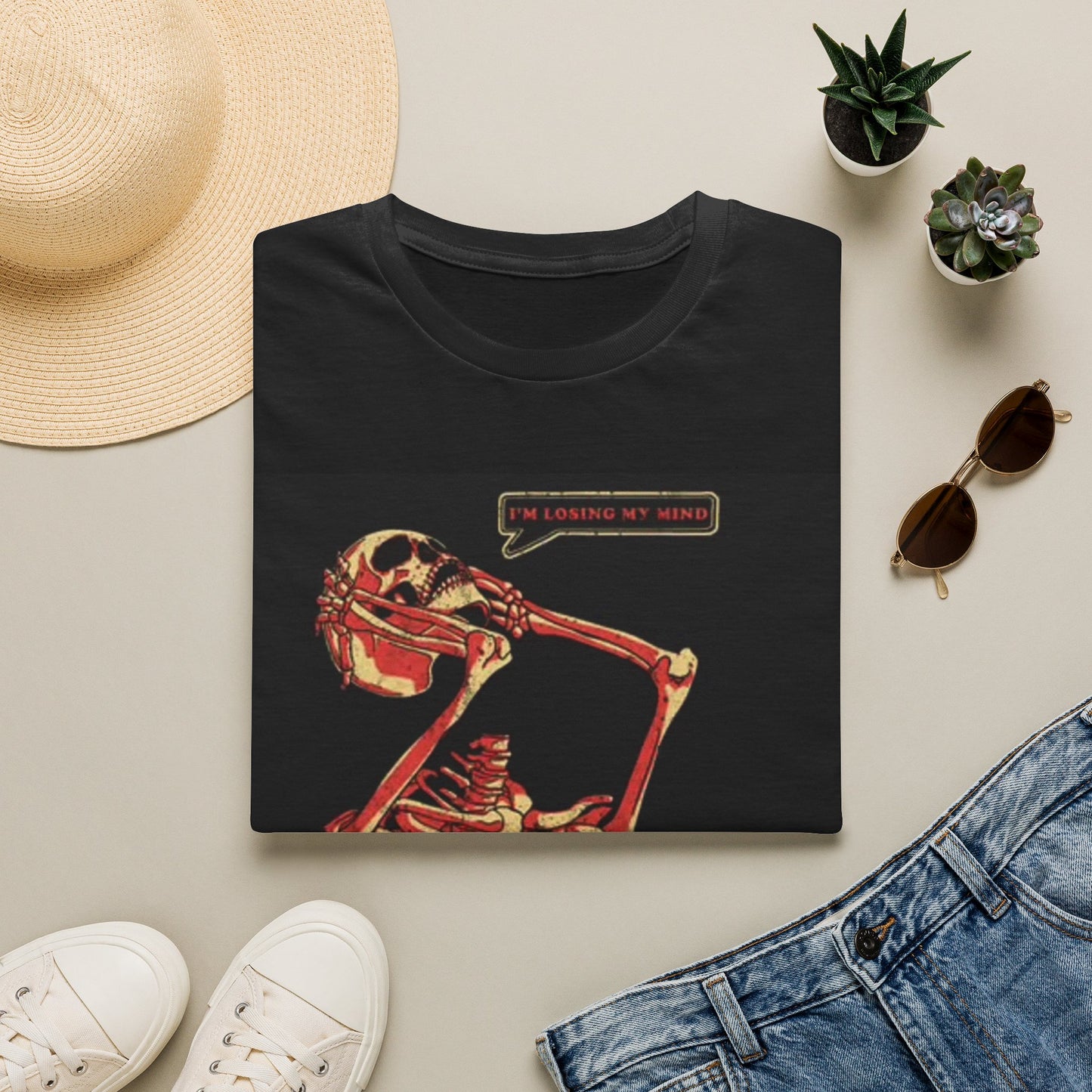 Losing My Mind Graphic T Shirt Skeleton Death Unisex Softstyle T-Shirt