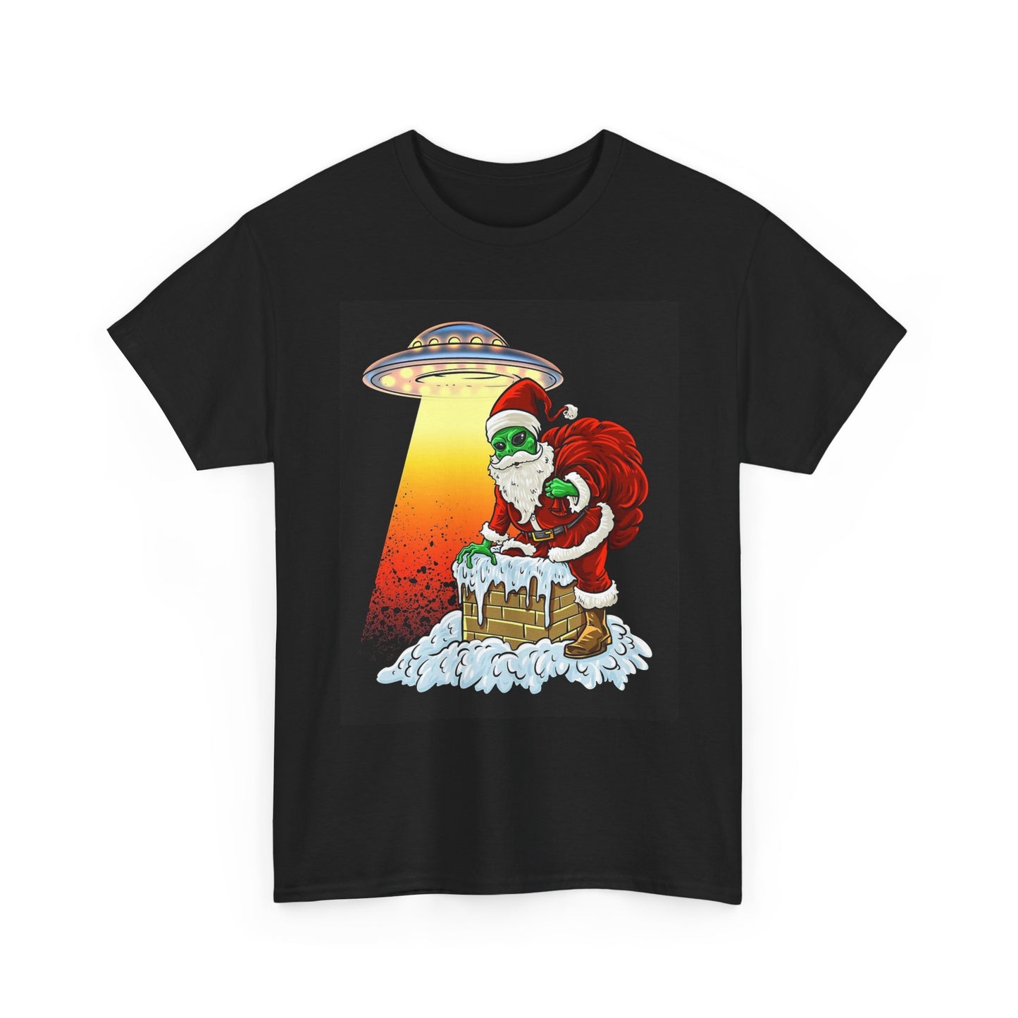 Alien Christmas Santa T Shirt Funny Graphic Holidays Space Unisex Heavy Cotton
