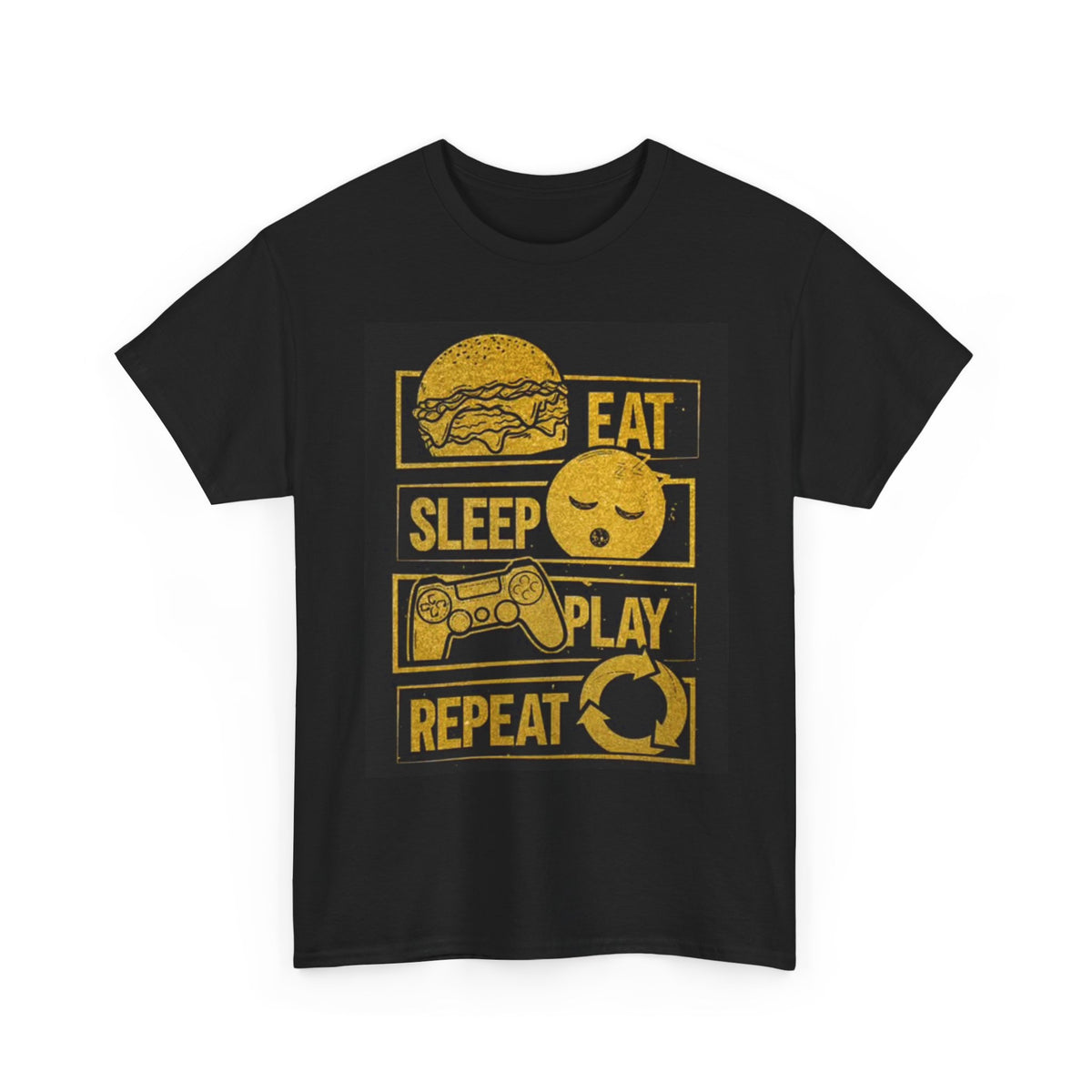 Eat Sleep Play Repeat Gamer T Shirt Funny Video Game Unisex Heavy Cotton Tee