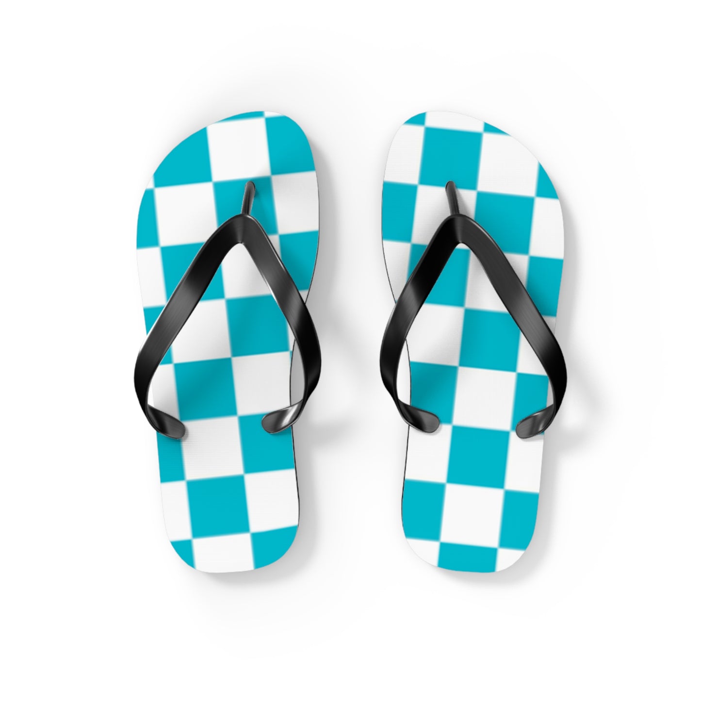 Turquoise Checkered  Sandals, Beach Shoes, Vacation Flip Flops, Pool Slides