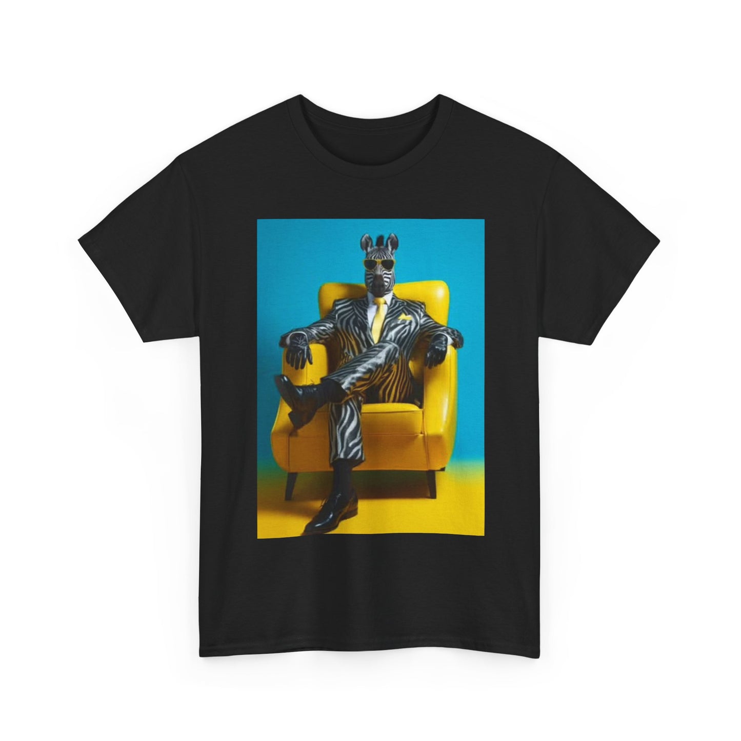 Zebra Suit Funny Picture Shirt Graphic Zoo Animals Unisex Heavy Cotton Tee