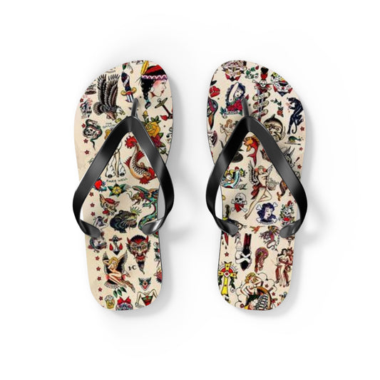 Sailor Jerry Tattoos Sandals, Beach Shoes, Vacation Flip Flops, Pool Slides