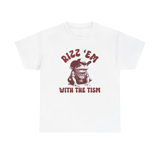 Rizz Em With The Tism Graphic T Shirt Vintage Funny Retro Unisex Heavy Cotton