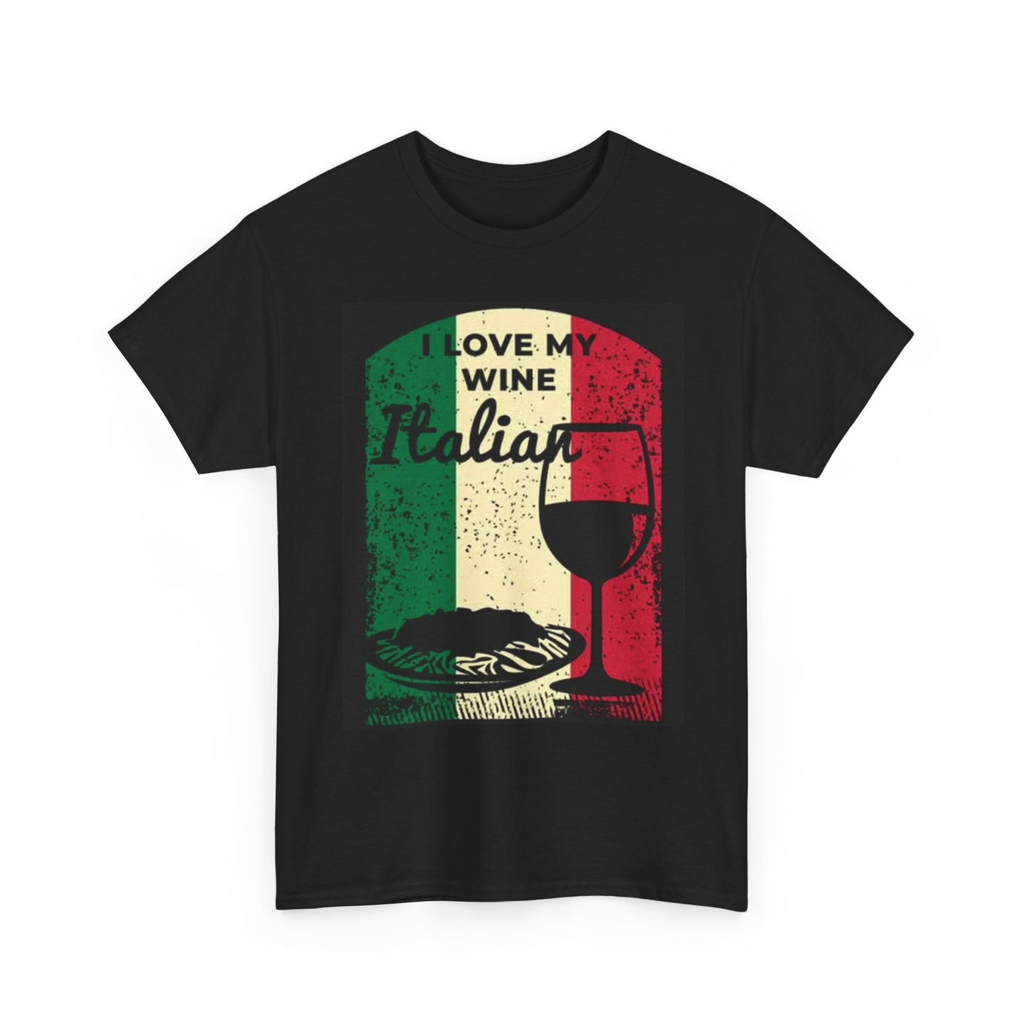 Italian Wine Graphic T Shirt Italy Flag Foodie Unisex Heavy Cotton Tee