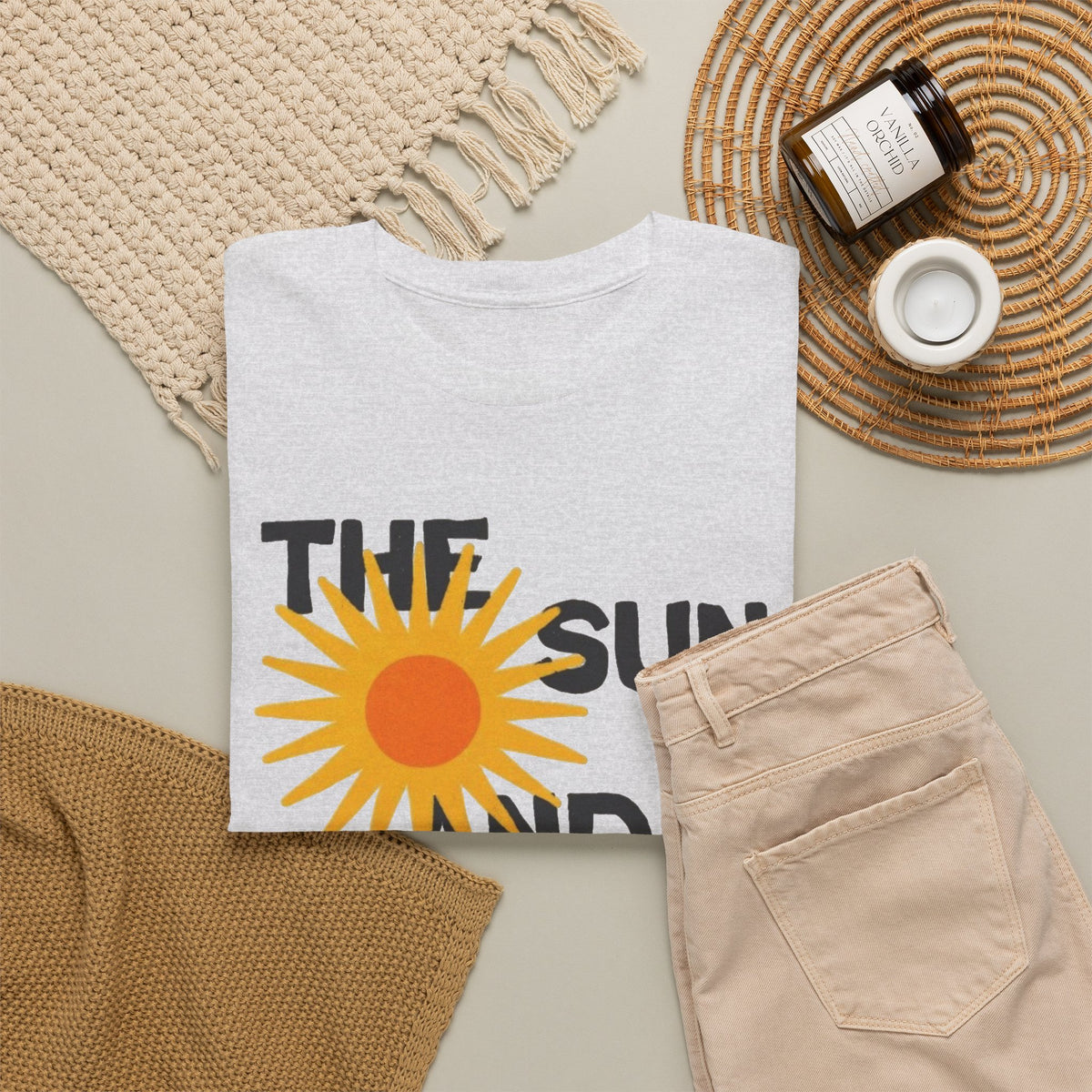 The Sun And The Sea Graphic T Shirt Retro Men's Heavy Cotton Tee