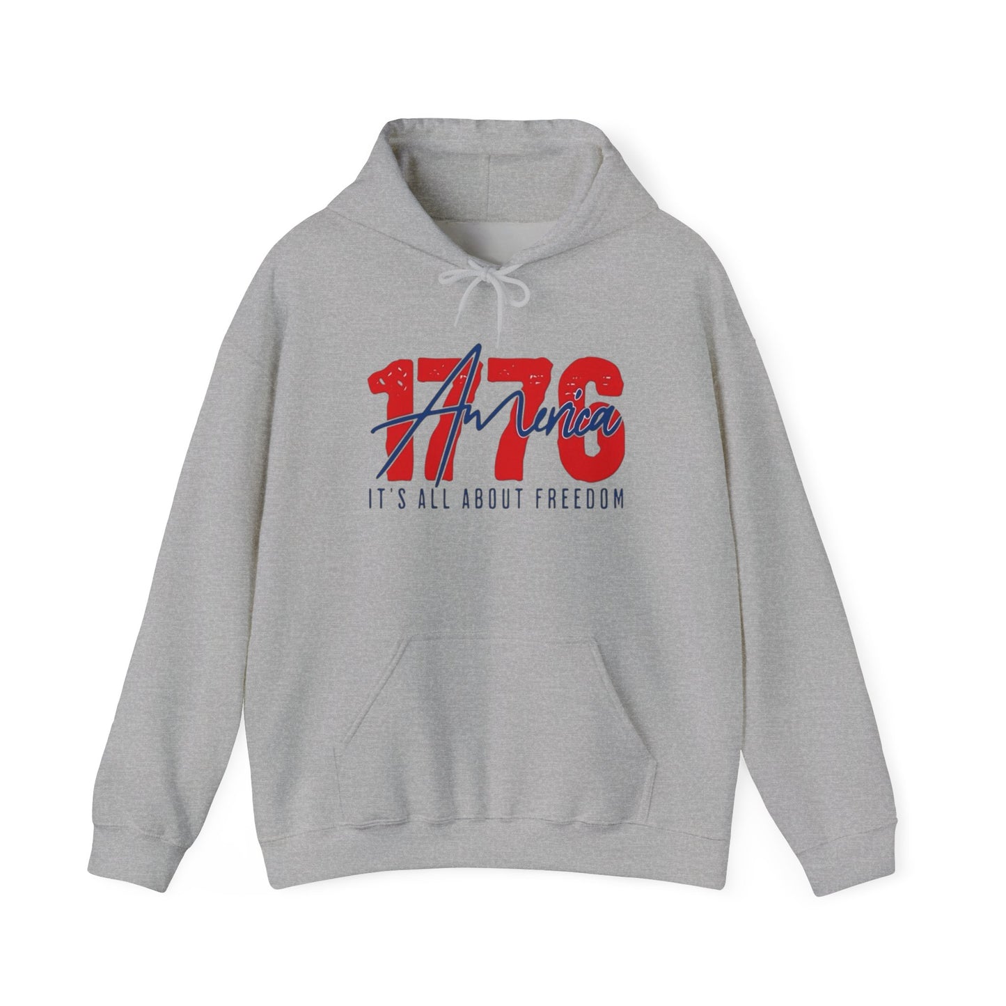 1776 All About Freedom USA Graphic Hoodie Heavy Blend Sweatshirt NEW