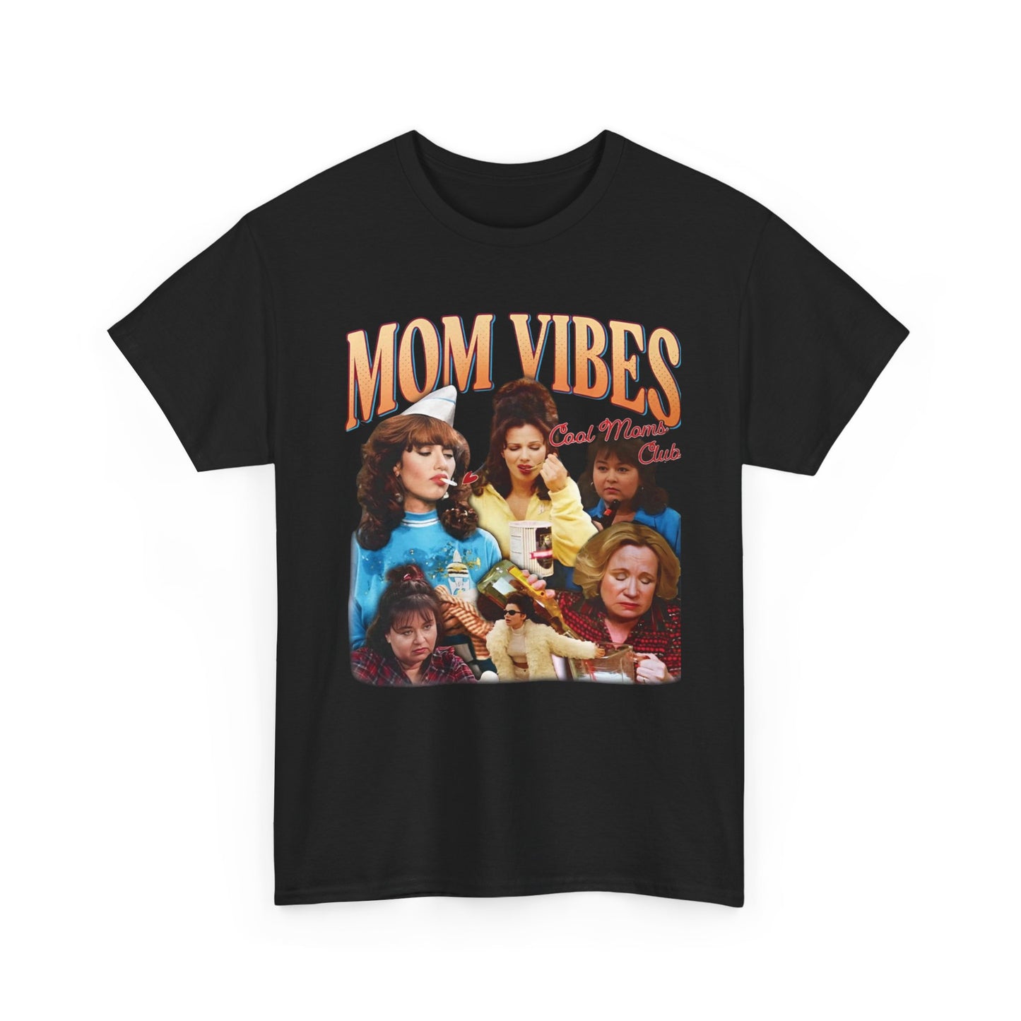 Mom Vibes Retro Graphic T Shirt Vintage Womens Funny 90s Cotton Tee