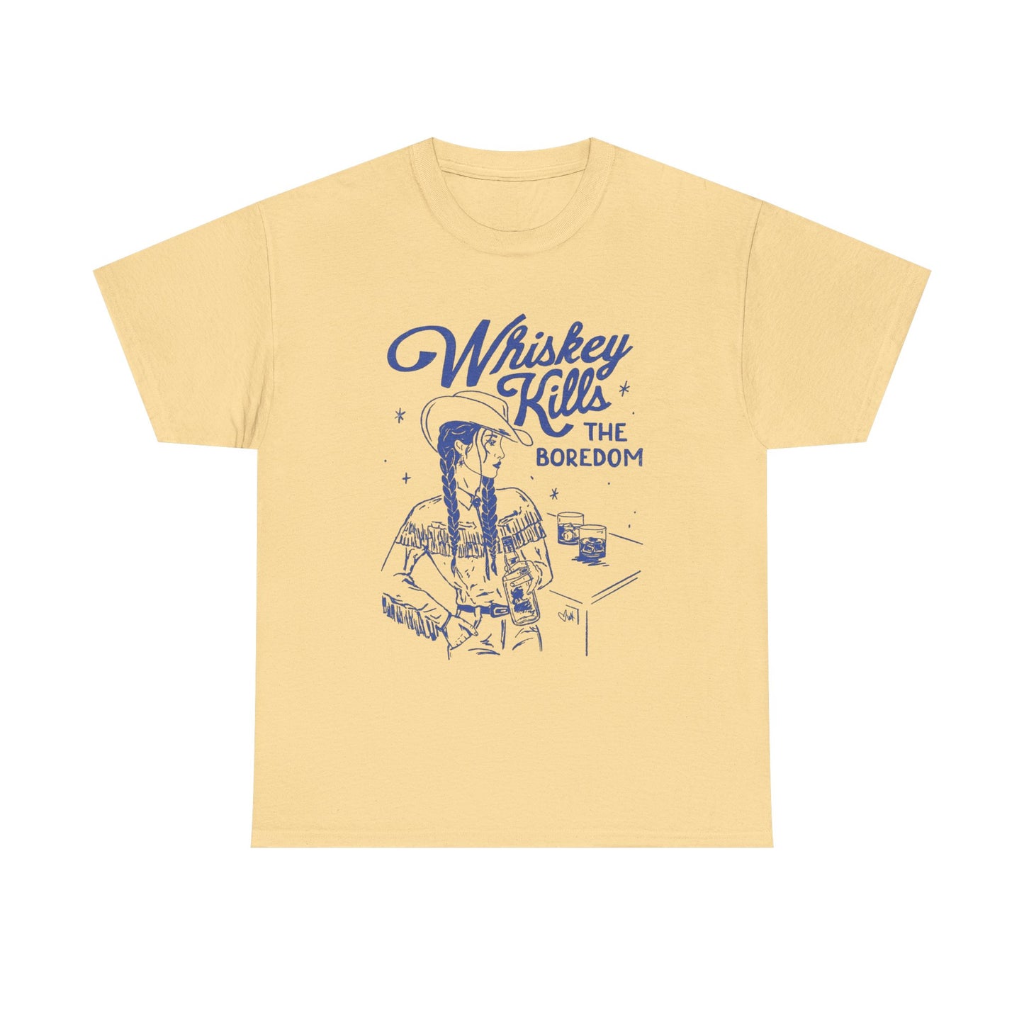 Whiskey Kills The Boredom Graphic T Shirt Unisex Heavy Cotton Tee