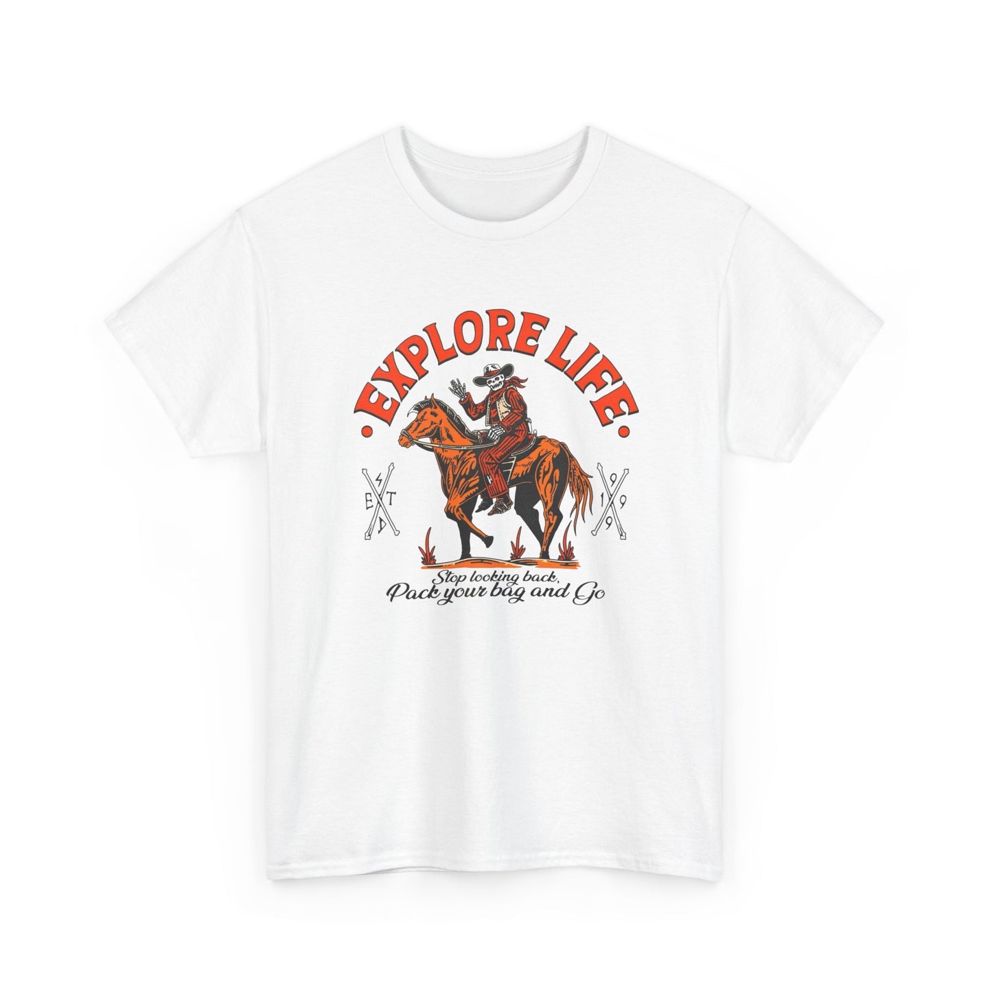 Explore Life Cowboy Graphic T Shirt Unisex Heavy Cotton Tee New Gift