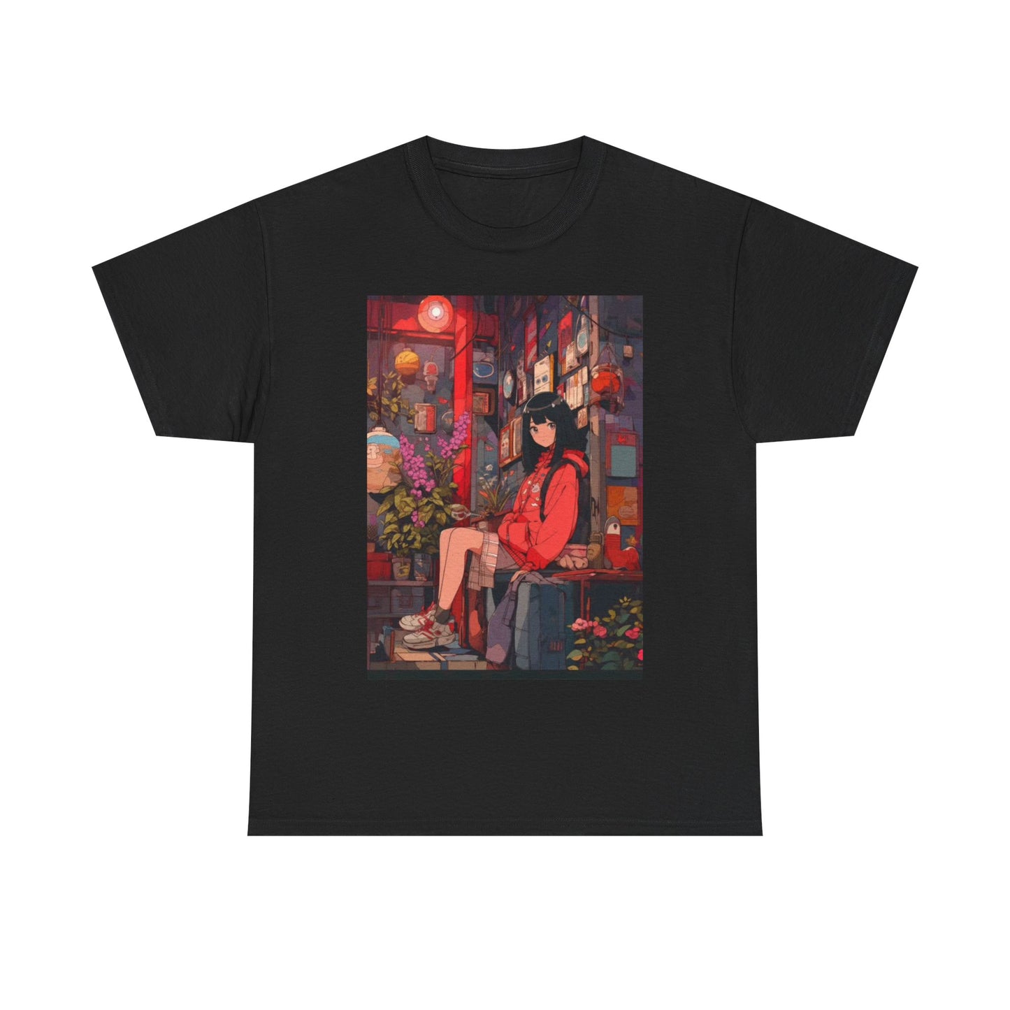 Waifu Anime T-shirt Girl Graphic Cartoon Retro Gaming Unisex Heavy Tee Gamer 44
