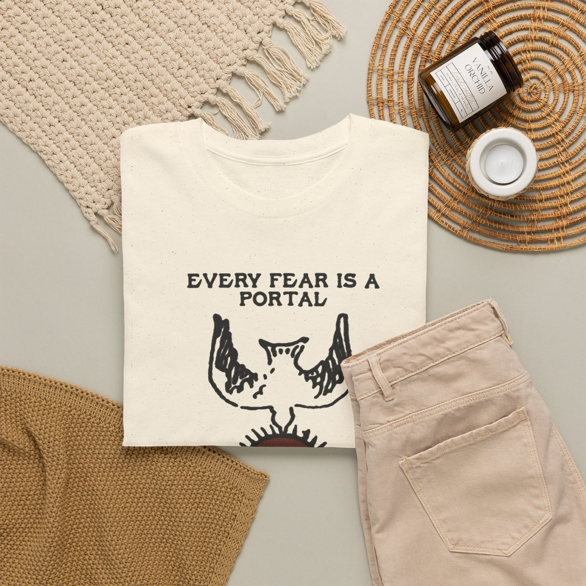 Every Fear Is a Portal Raven Sun Graphic T-Shirt Men's Tee