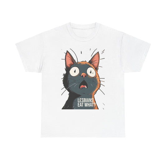 Funny Cat Lesbian Jokes Humor Graphic T Shirt NEW Unisex Heavy Cotton Tee