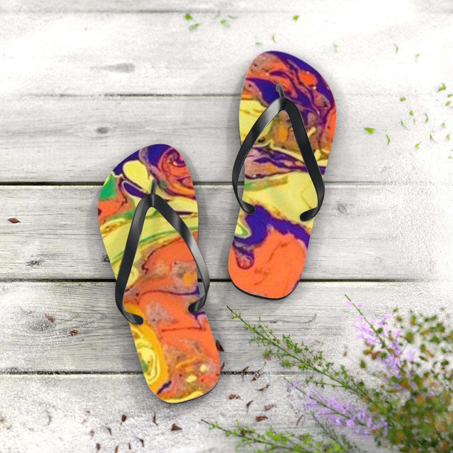 Orange And Yellow Flip Flops, Sandals Slides, Summer Footwear, Brand New