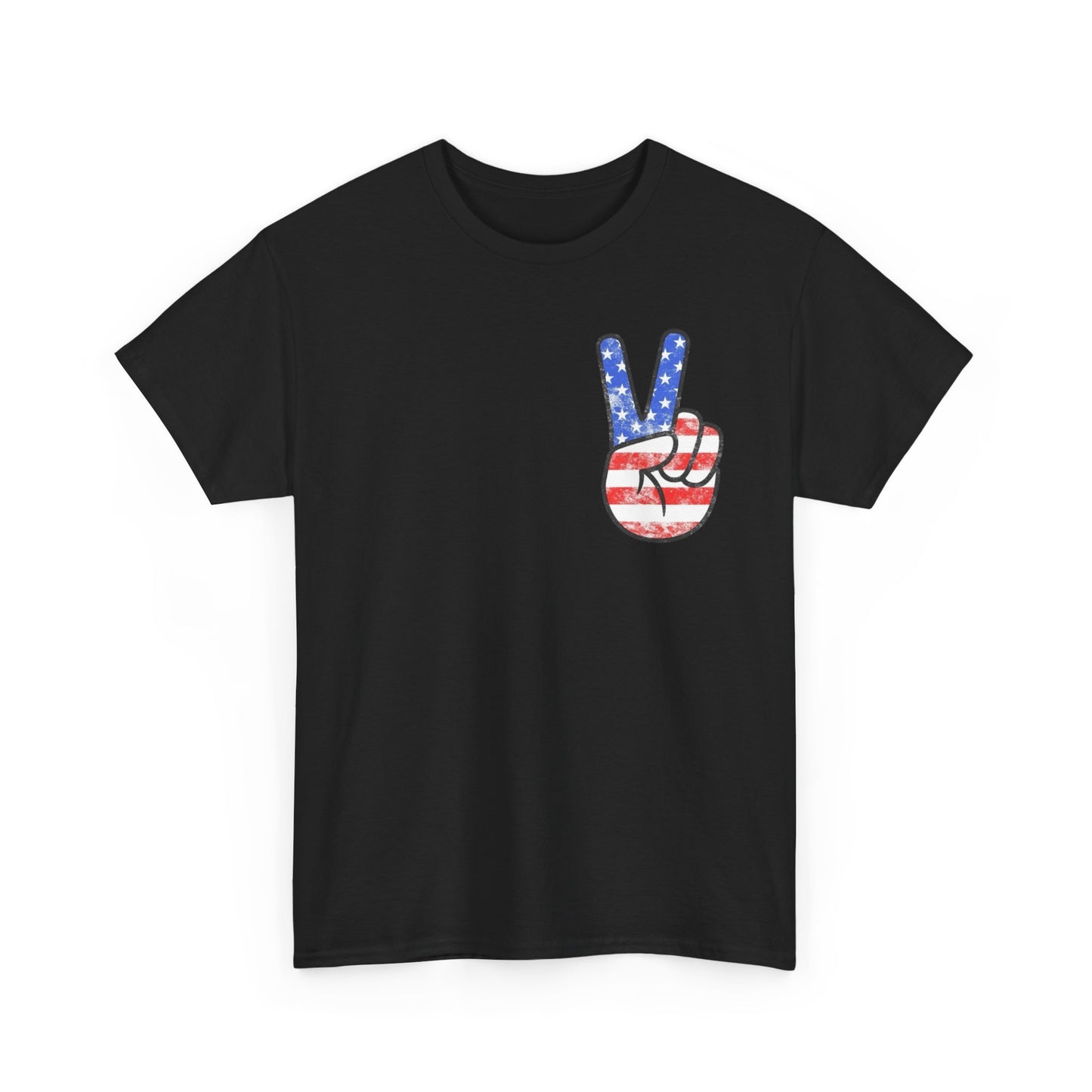 American Flag Peace Sign Retro Graphic T Shirt Adult New Tee