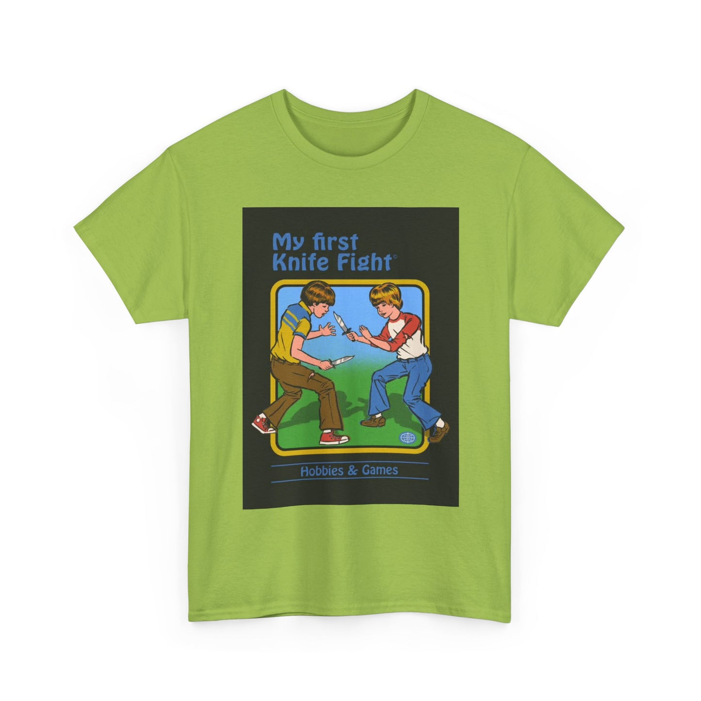 My First Knife Fight Tshirt Funny Kids Poster Retro 70s Unisex Heavy Cotton Tee