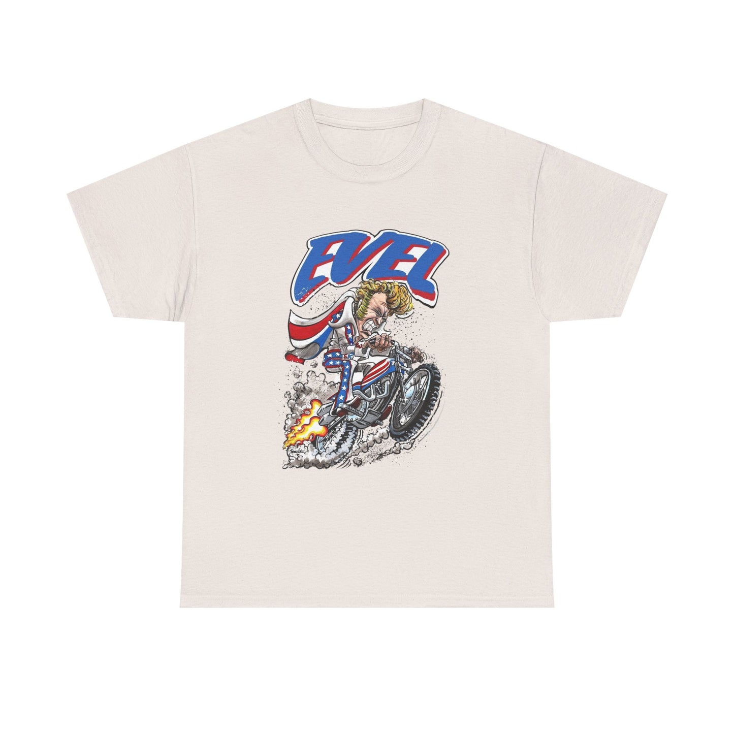 Evel Knievel Retro Graphic Motorcycles T Shirt ALL SIZES Tee Unisex Heavy Cotton