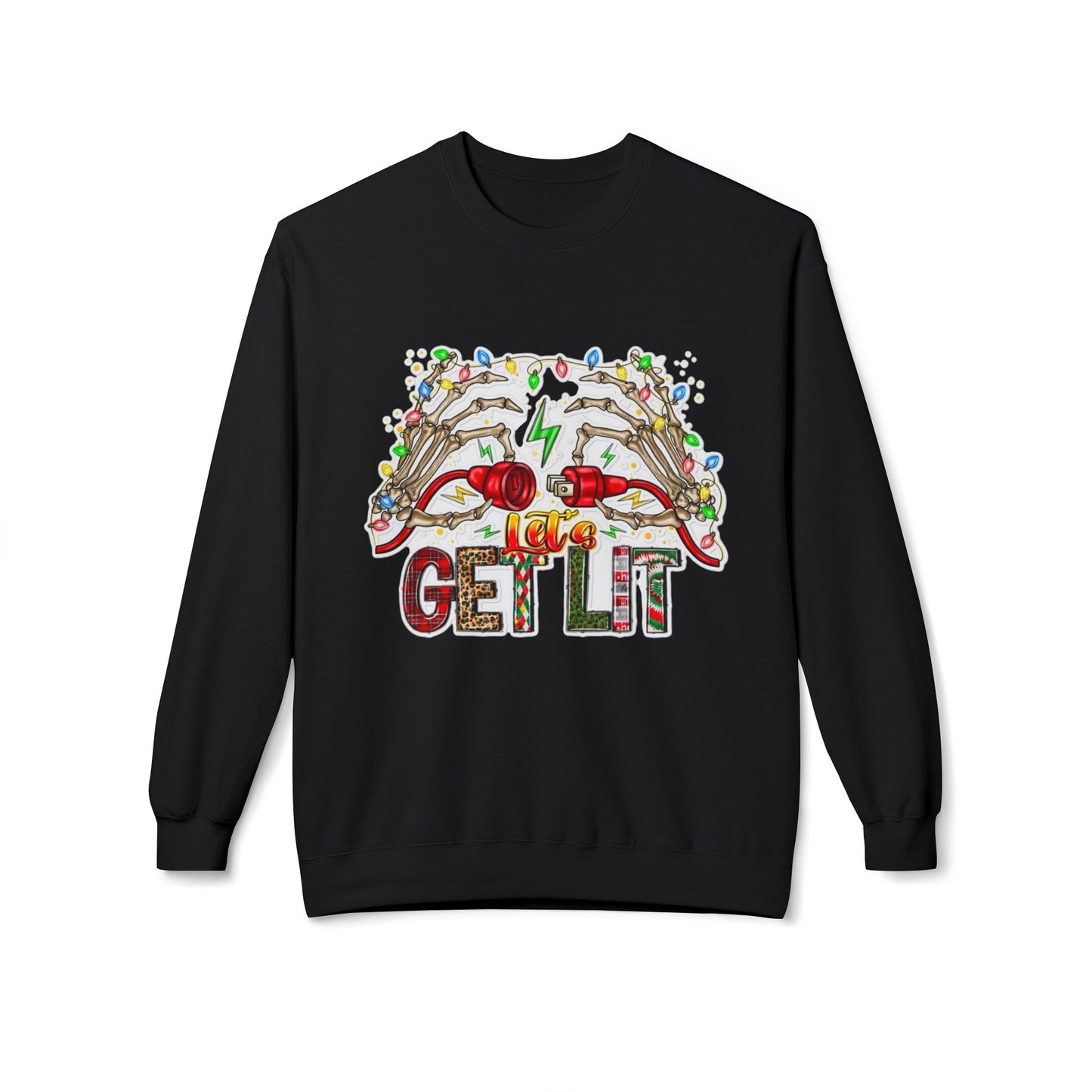 Christmas Get Lit Funny Sweater NEW Unisex Fleece Crewneck Sweatshirt