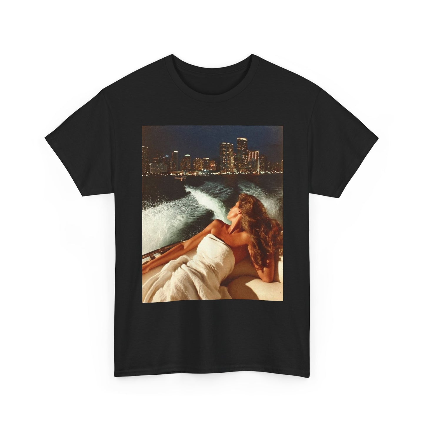 Miami Nights Vintage Model Graphic T-Shirt Unisex Heavy Cotton Tee