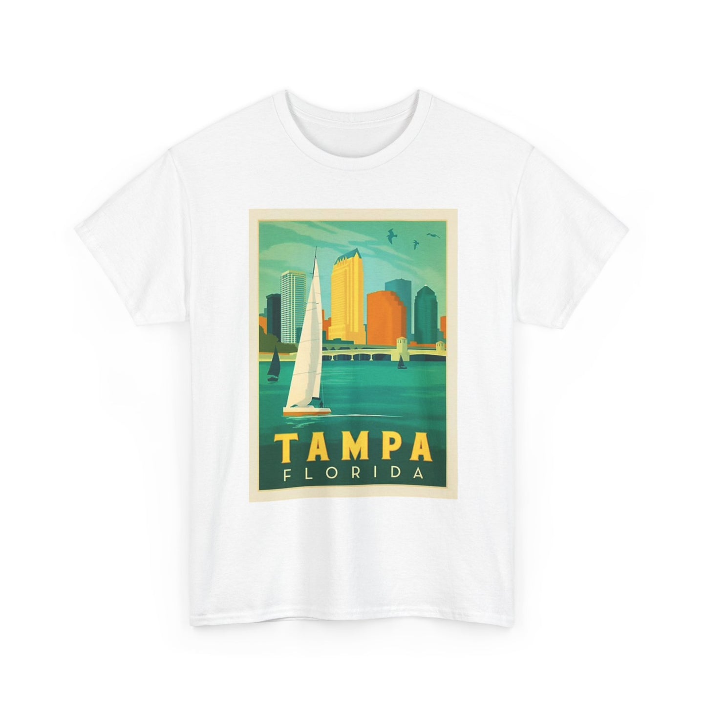 Tampa Florida Graphic T Shirt Vintage Sailing Beach Unisex Heavy Cotton Tee