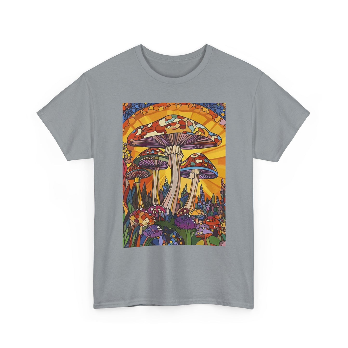 Weed Mushrooms Vibes Groovy T Shirt Retro Unisex Heavy Cotton Tee